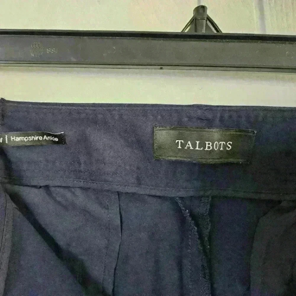 Talbots Navy Blue Hampshire Ankle Flat Front High-Waist Pants Plus 18W EUC